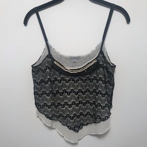 Black lace crop top